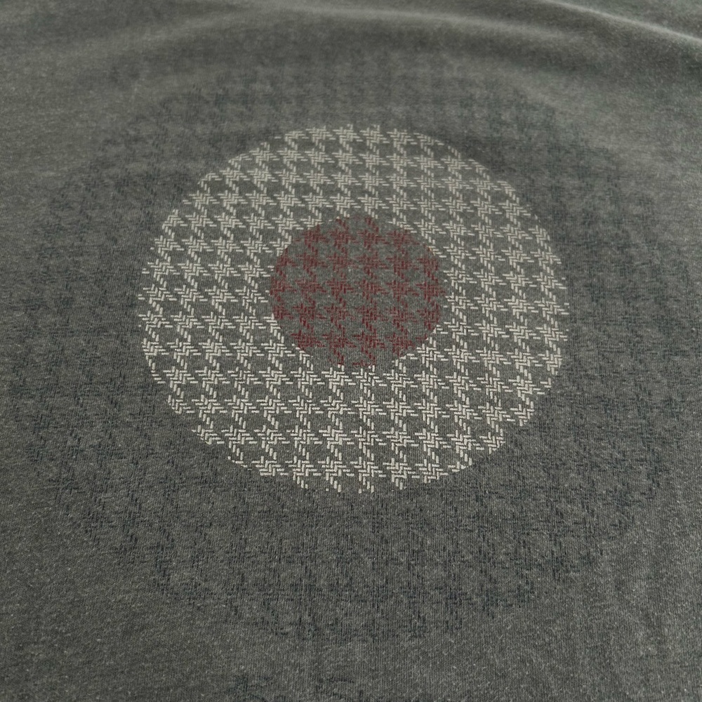 Gray Graphic T-Shirt with Red and White Design